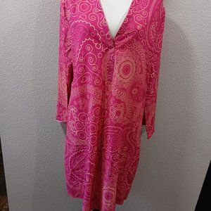NWT Fuchsia and Yellow Paisley Dress Size XL